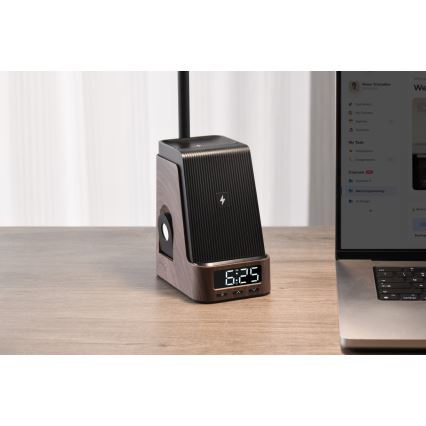 LED+CCT Димируема настолна лампа с безжично зареждане QI IDEAL LED/8W/230V 2700/4000/5000K кафява