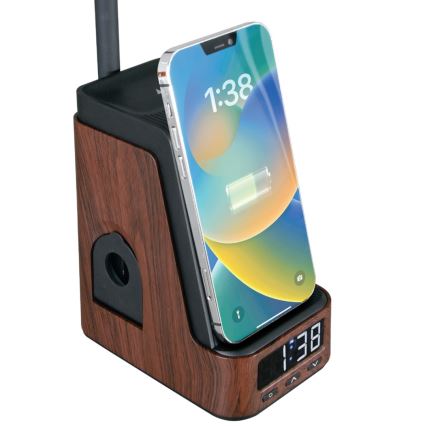 LED+CCT Димируема настолна лампа с безжично зареждане QI IDEAL LED/8W/230V 2700/4000/5000K кафява