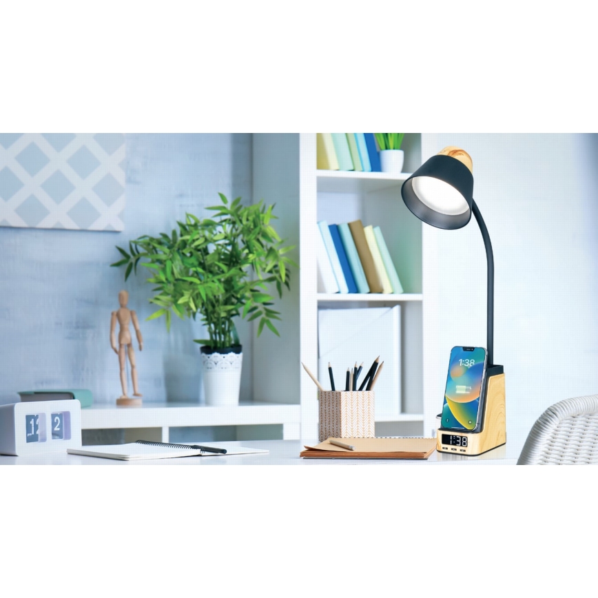 LED+CCT Димируема настолна лампа с безжично зареждане QI IDEAL LED/8W/230V 2700/4000/5000K бежова