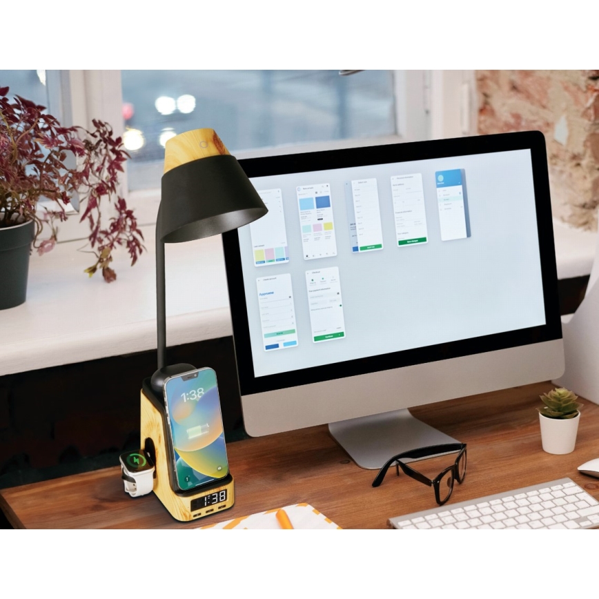 LED+CCT Димируема настолна лампа с безжично зареждане QI IDEAL LED/8W/230V 2700/4000/5000K бежова