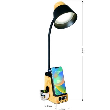 LED+CCT Димируема настолна лампа с безжично зареждане QI IDEAL LED/8W/230V 2700/4000/5000K бежова