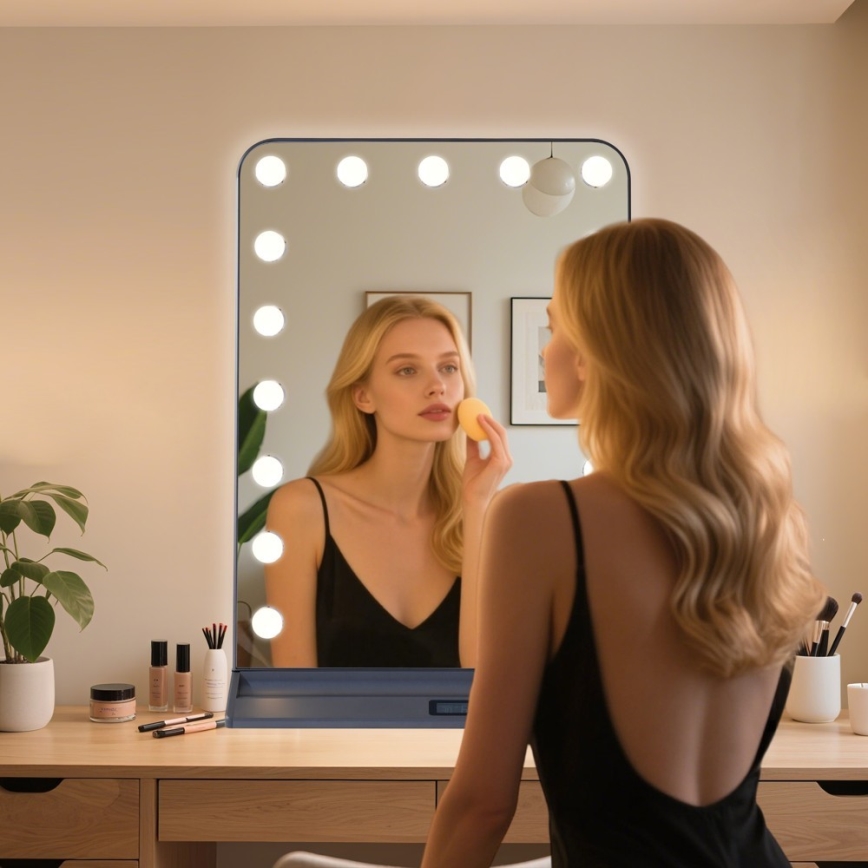 Димируемо LED огледало за грим HOLLYWOOD LED/18W/230V 3000/4200/6000K сиво