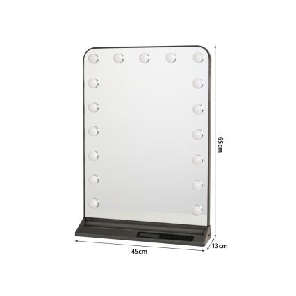 Димируемо LED огледало за грим HOLLYWOOD LED/18W/230V 3000/4200/6000K сиво