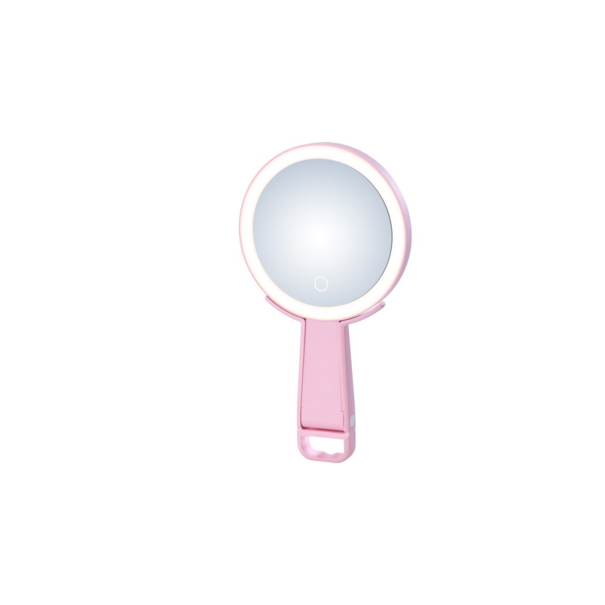 Immax 09102L - LED+CCT Димируемо козметично огледало SWEET LED/3W/5V розово
