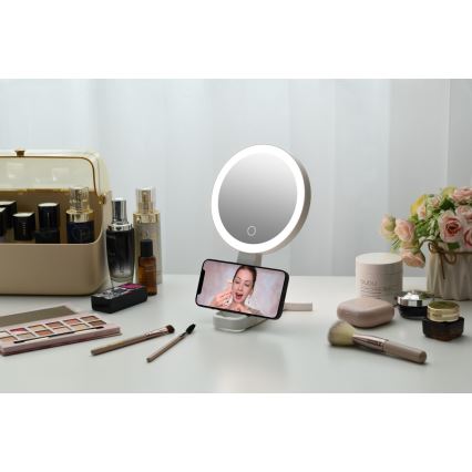 Immax 09103L - LED+CCT димируемо козметично огледало SWEET LED/3W/5V бяло