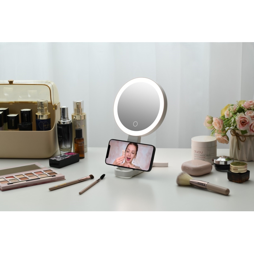 Immax 09103L - LED+CCT димируемо козметично огледало SWEET LED/3W/5V бяло