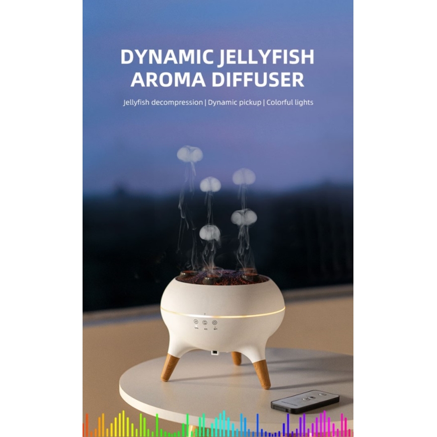 Immax 09104L - Арома дифузер и овлажнител за въздух JELLYFISH LED/11W/5V