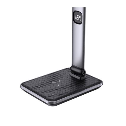 LED димируема настолна лампа LED/8,5W/230V с безжично зареждане сребриста