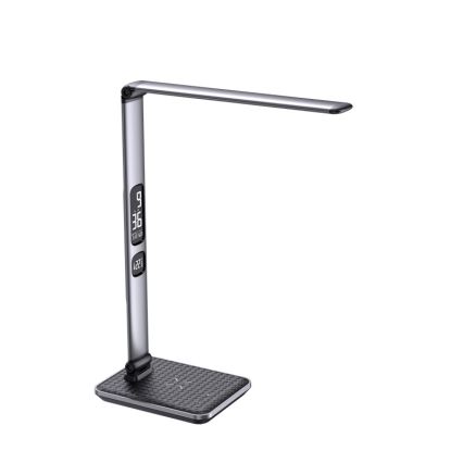 LED димируема настолна лампа LED/8,5W/230V с безжично зареждане сребриста