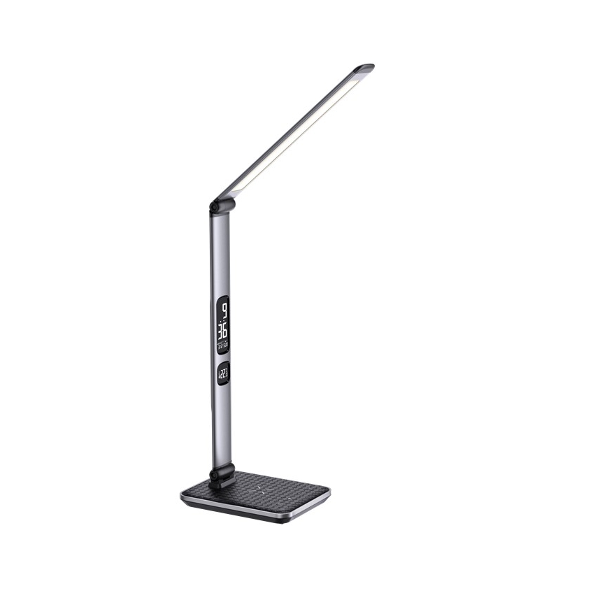 LED димируема настолна лампа LED/8,5W/230V с безжично зареждане сребриста