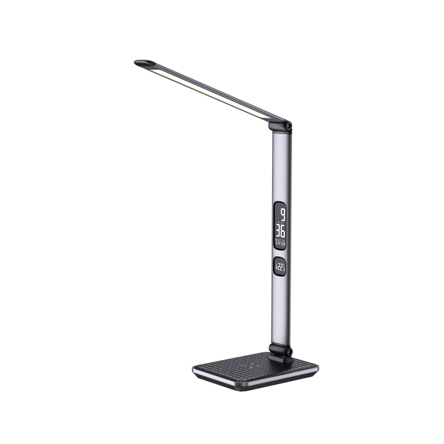 LED димируема настолна лампа LED/8,5W/230V с безжично зареждане сребриста