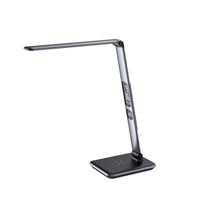 LED димируема настолна лампа LED/8,5W/230V с безжично зареждане сребриста