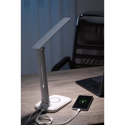 LED димируема настолна лампа с безжично зареждане QI и USB LUMI LED/7W/230V бяла
