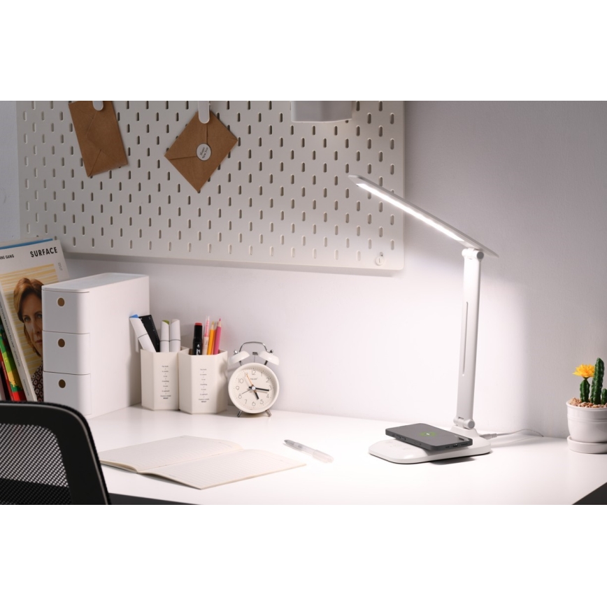 LED димируема настолна лампа с безжично зареждане QI и USB LUMI LED/7W/230V бяла