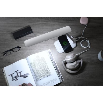 LED димируема настолна лампа с безжично зареждане QI и USB LUMI LED/7W/230V бяла