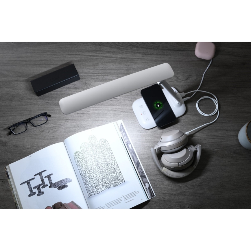 LED димируема настолна лампа с безжично зареждане QI и USB LUMI LED/7W/230V бяла