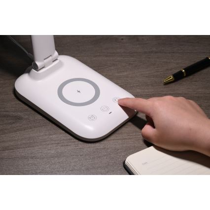 LED димируема настолна лампа с безжично зареждане QI и USB LUMI LED/7W/230V бяла