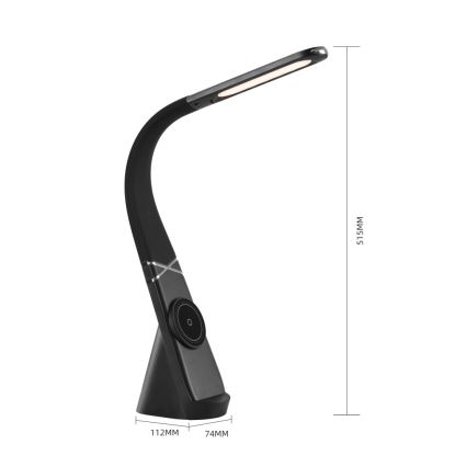 Димируема LED настолна лампа MAGIC с безжично зареждане LED/5W/230V, черна