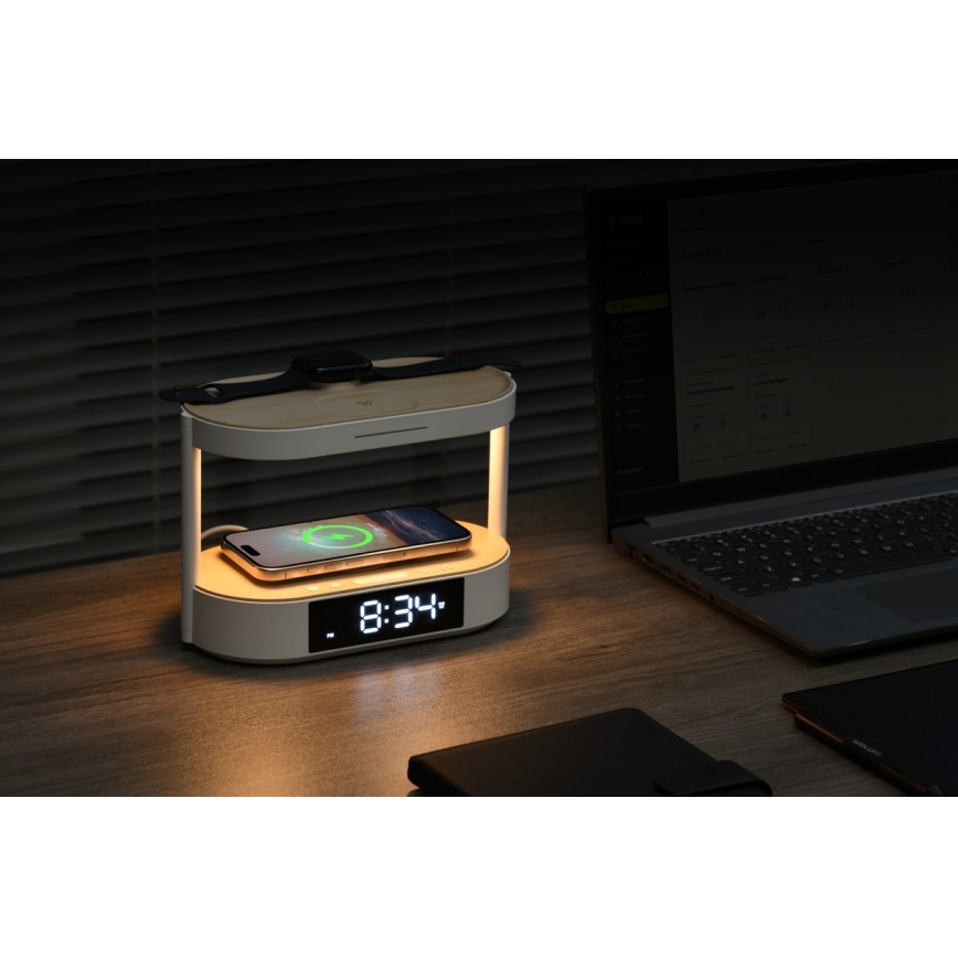Димируема настолна LED лампа с будилник и зареждане TRIPLE DOCK LED/1,5W/5V