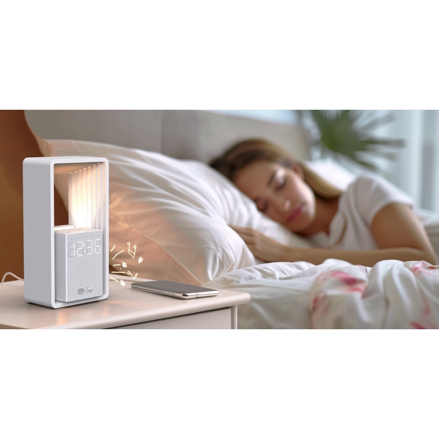 LED настолна лампа с будилник и функция за зареждане CALM LED/3,5W/5V