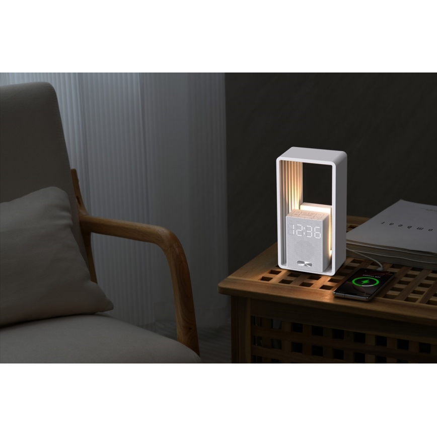 LED настолна лампа с будилник и функция за зареждане CALM LED/3,5W/5V