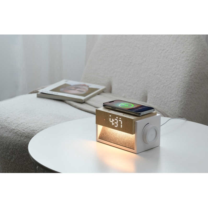 LED настолна лампа с будилник и функция за зареждане CALM LED/1,2W/5V