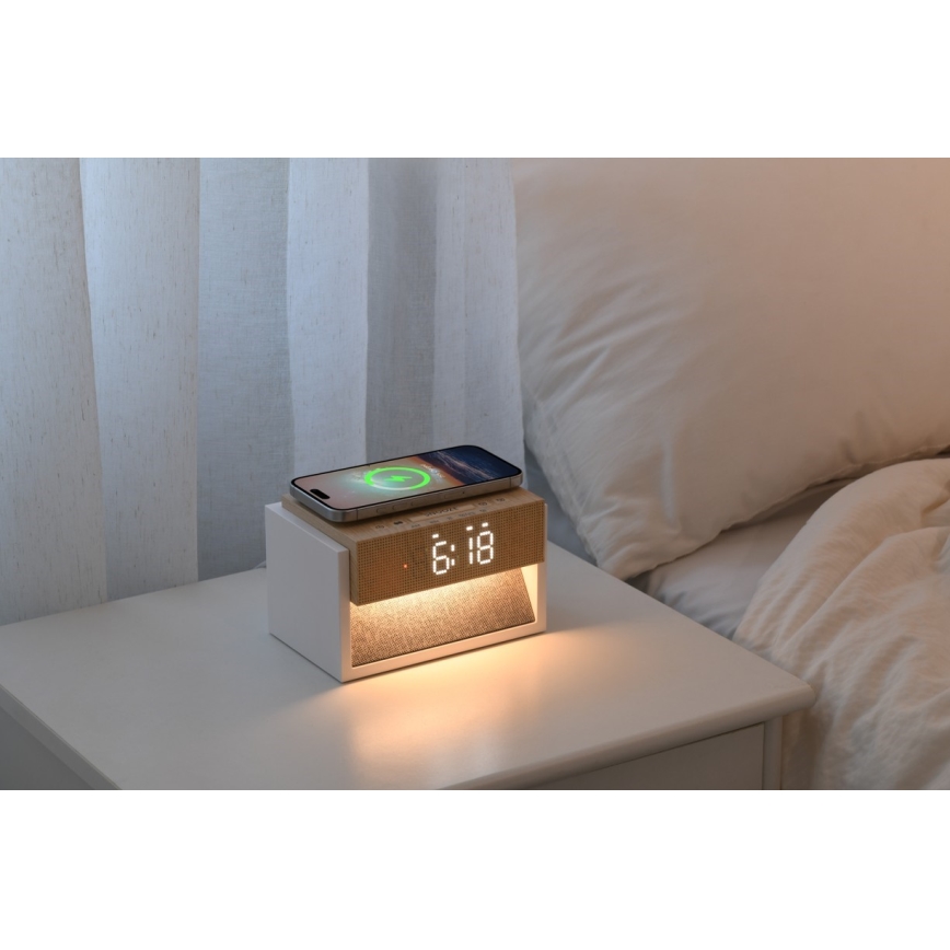 LED настолна лампа с будилник и функция за зареждане CALM LED/1,2W/5V