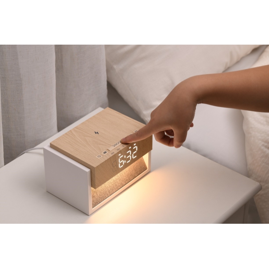 LED настолна лампа с будилник и функция за зареждане CALM LED/1,2W/5V