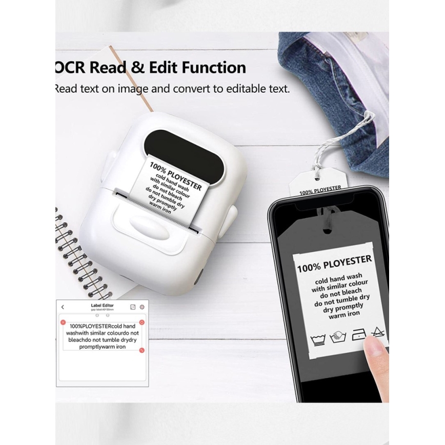 Дигитален принтер за етикети USB-C + самозалепващи се етикети 40x30mm