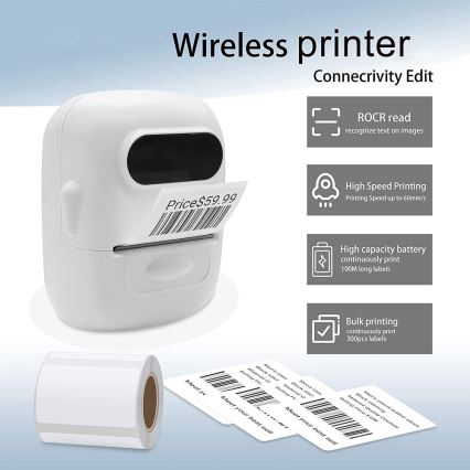 Дигитален принтер за етикети USB-C + самозалепващи се етикети 40x30mm
