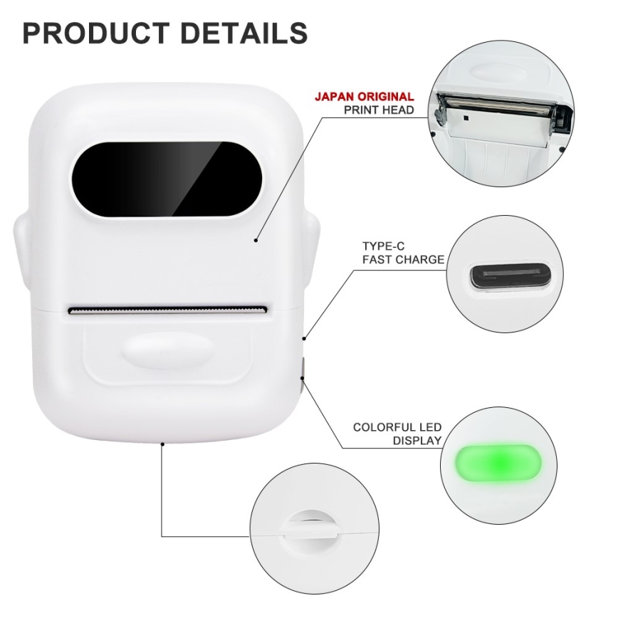 Дигитален принтер за етикети USB-C + самозалепващи се етикети 40x30mm
