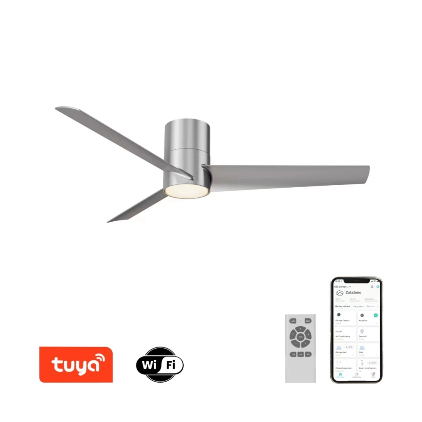 Immax NEO 07135-S - LED Димируем таванен вентилатор FRESH LED/18W/230V Wi-Fi Tuya матов хром + дистанционно управление