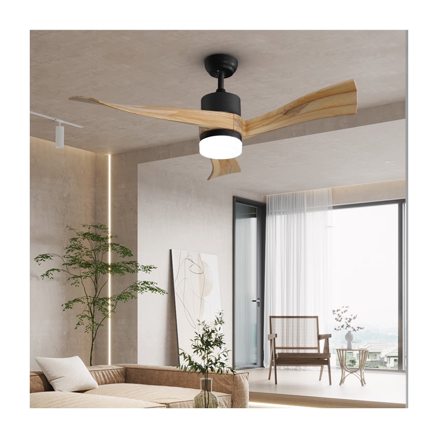 Immax NEO 07136-B - LED Димируем таванен вентилатор SOFISTICADO LED/18W/230V дъб Wi-Fi Tuya + дистанционно управление