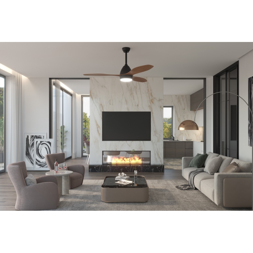 Immax NEO 07141-B - LED Вентилатор за таван NEO LITE FRESCO LED/18W/230V Tuya Wi-Fi черен/кафяв+ дистанционно управление