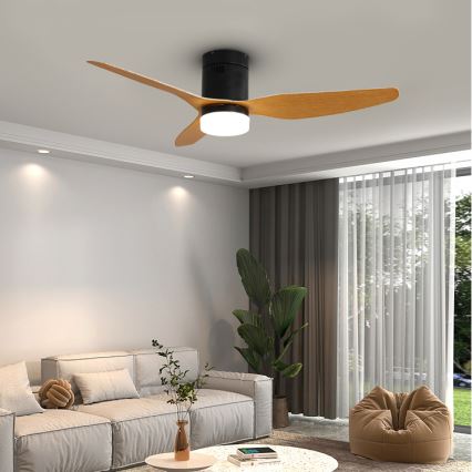 Immax NEO 07142-B - LED Лампа с вентилатор NEO LITE VENTO LED/18W/230V Tuya Wi-Fi черен/дърво + дистанционно управление