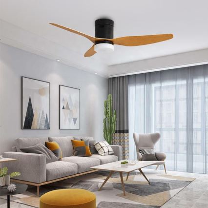 Immax NEO 07142-B - LED Лампа с вентилатор NEO LITE VENTO LED/18W/230V Tuya Wi-Fi черен/дърво + дистанционно управление