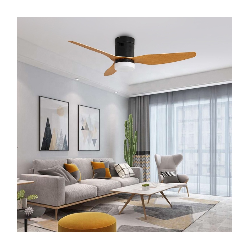 Immax NEO 07142-B - LED Лампа с вентилатор NEO LITE VENTO LED/18W/230V Tuya Wi-Fi черен/дърво + дистанционно управление