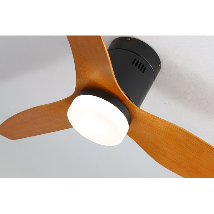 Immax NEO 07142-B - LED Лампа с вентилатор NEO LITE VENTO LED/18W/230V Tuya Wi-Fi черен/дърво + дистанционно управление