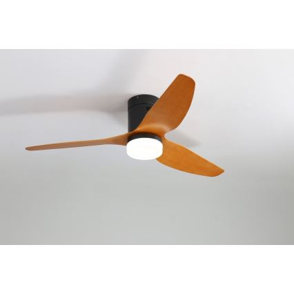 Immax NEO 07142-B - LED Лампа с вентилатор NEO LITE VENTO LED/18W/230V Tuya Wi-Fi черен/дърво + дистанционно управление