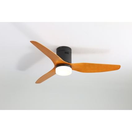 Immax NEO 07142-B - LED Лампа с вентилатор NEO LITE VENTO LED/18W/230V Tuya Wi-Fi черен/дърво + дистанционно управление