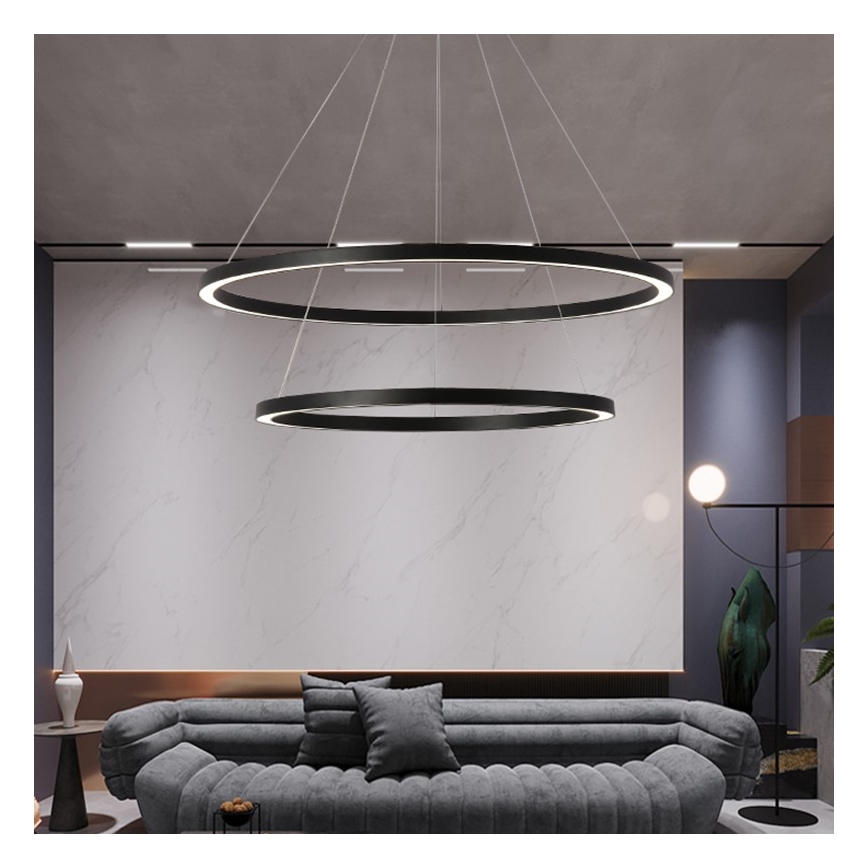 Immax NEO 07158-B80-60 - LED Димируем пендел FINO LED/93W/230V Tuya черен + дистанционно