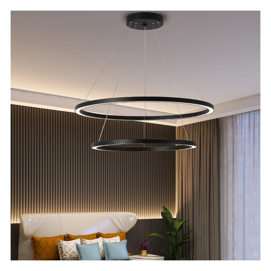 Immax NEO 07158-B80-60 - LED Димируем пендел FINO LED/93W/230V Tuya черен + дистанционно