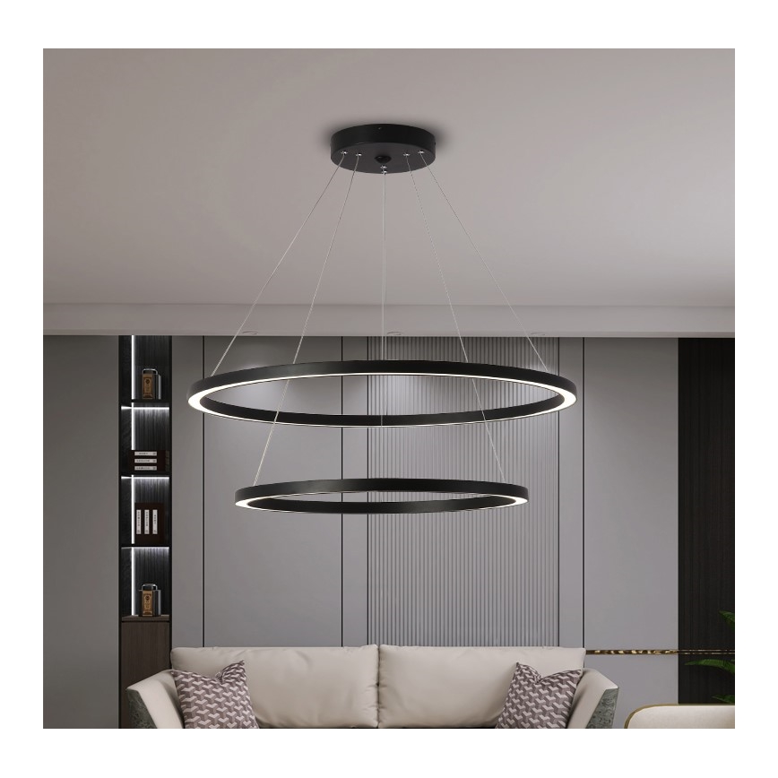 Immax NEO 07158-B80-60 - LED Димируем пендел FINO LED/93W/230V Tuya черен + дистанционно