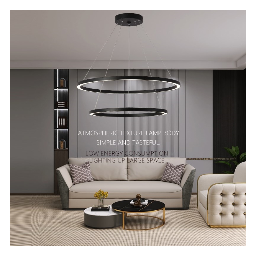 Immax NEO 07158-B80-60 - LED Димируем пендел FINO LED/93W/230V Tuya черен + дистанционно