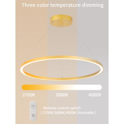 Immax NEO 07159-G80 - LED Димируем пендел FINO LED/60W/230V Tuya златист + дистанционно