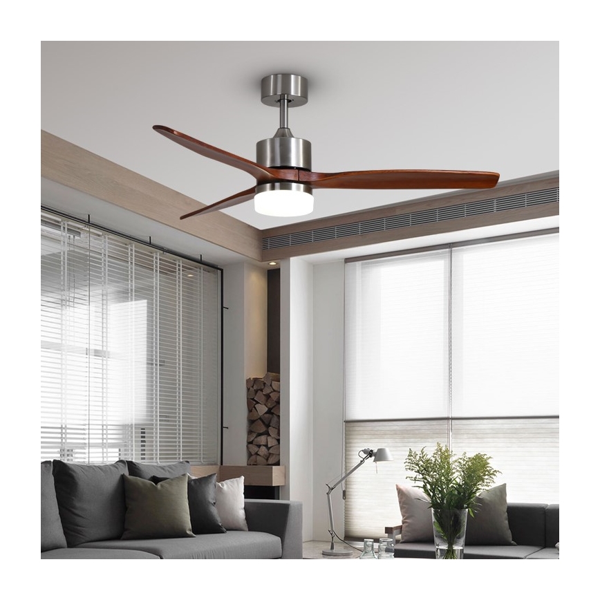 Immax NEO 07165-S - LED Вентилатор за таван ELEGANTE LED/18W/230V дъб Wi-Fi Tuya + дистанционно управление