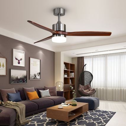 Immax NEO 07165-S - LED Вентилатор за таван ELEGANTE LED/18W/230V дъб Wi-Fi Tuya + дистанционно управление