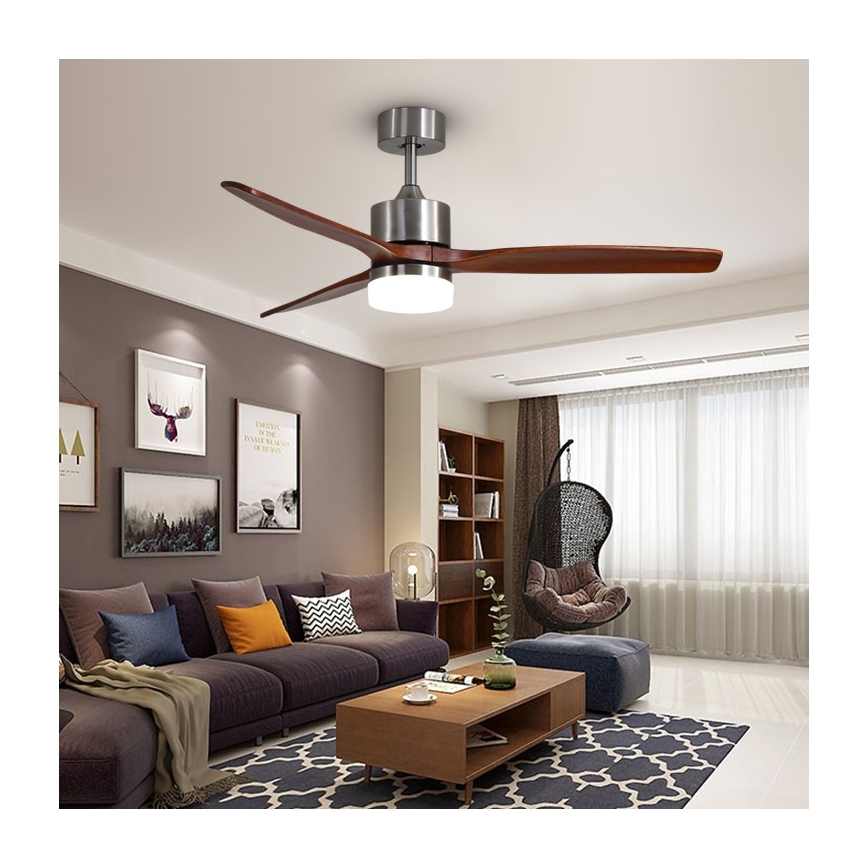 Immax NEO 07165-S - LED Вентилатор за таван ELEGANTE LED/18W/230V дъб Wi-Fi Tuya + дистанционно управление