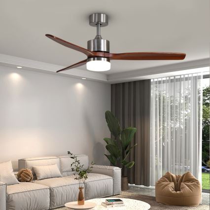 Immax NEO 07165-S - LED Вентилатор за таван ELEGANTE LED/18W/230V дъб Wi-Fi Tuya + дистанционно управление
