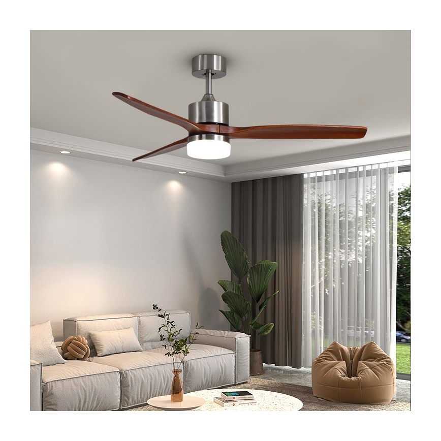 Immax NEO 07165-S - LED Вентилатор за таван ELEGANTE LED/18W/230V дъб Wi-Fi Tuya + дистанционно управление